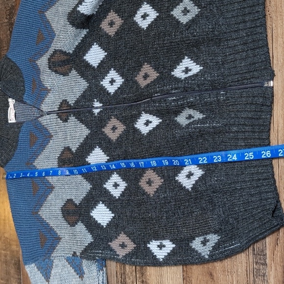 Lazarus Vintage 80's Wool Blend Geometric Full Zip Old Man Sweater Size Large - Picture 7 of 7